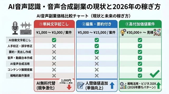 AI音声認識・音声合成副業の現状と2026年の稼ぎ方