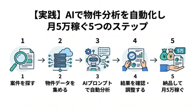 【実践】AIで物件分析を自動化し月5万稼ぐ5つのステップ