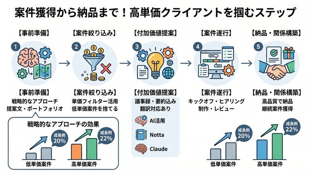 案件獲得から納品まで！高単価クライアントを掴むステップ