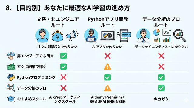 8. 【目的別】あなたに最適なAI学習の進め方